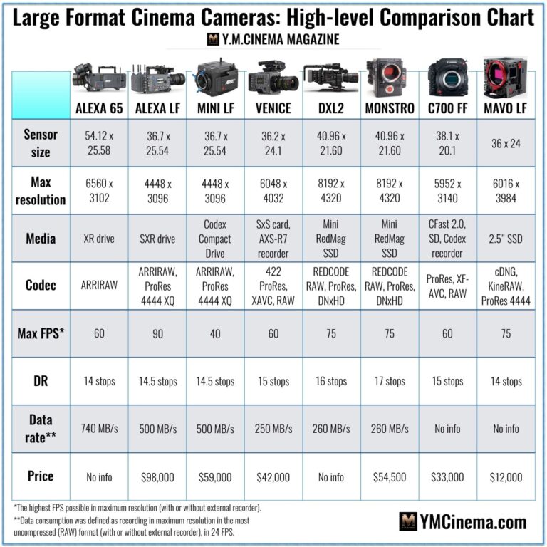 Caméras de cinéma grand format : comparaison de haut niveau