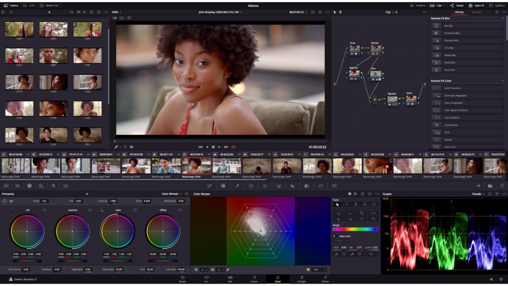 Blackmagic Design DaVinci Resolve 17 : page couleur