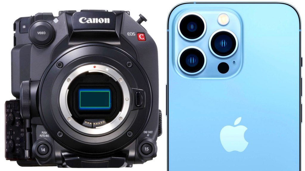 iPhone 13 Pro et Canon C300 Mark III