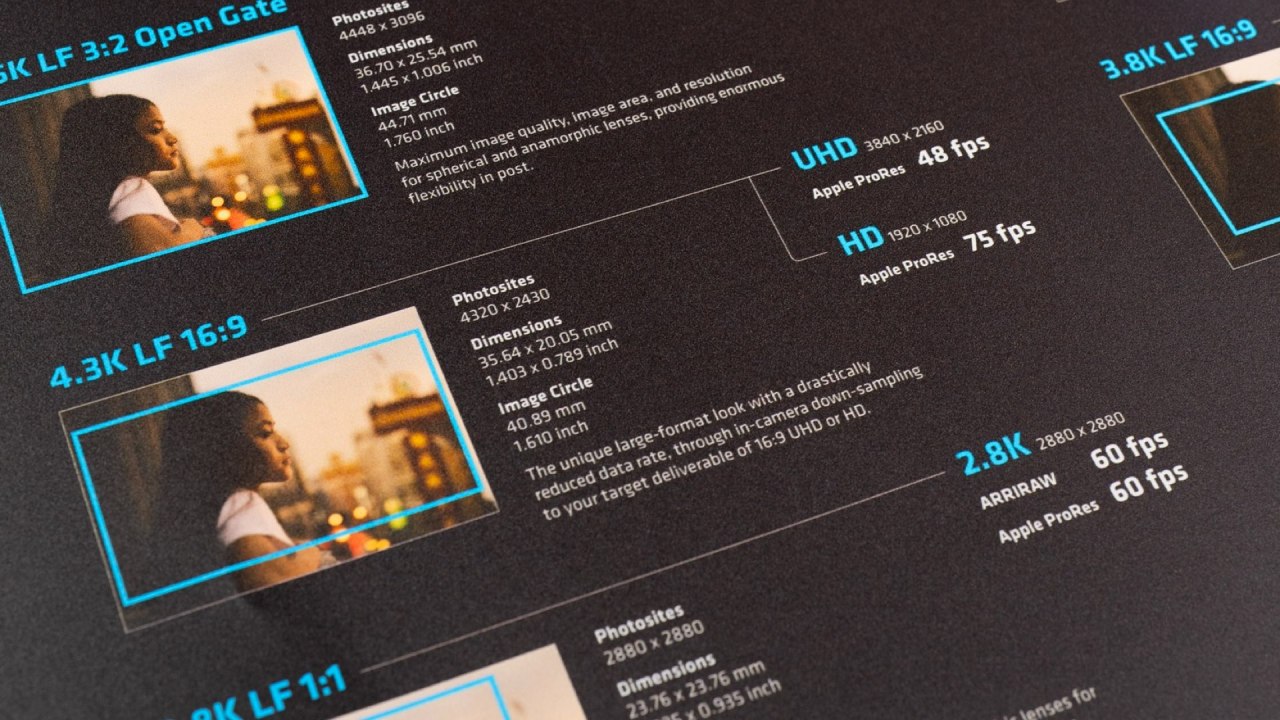 Formats d'enregistrement ALEXA Mini LF