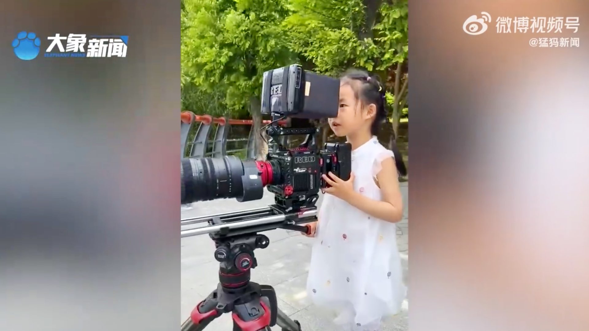 Meng Meng avec le V-Raptor et l'objectif Canon 50-1000mm Cine.  Photo : Weibo