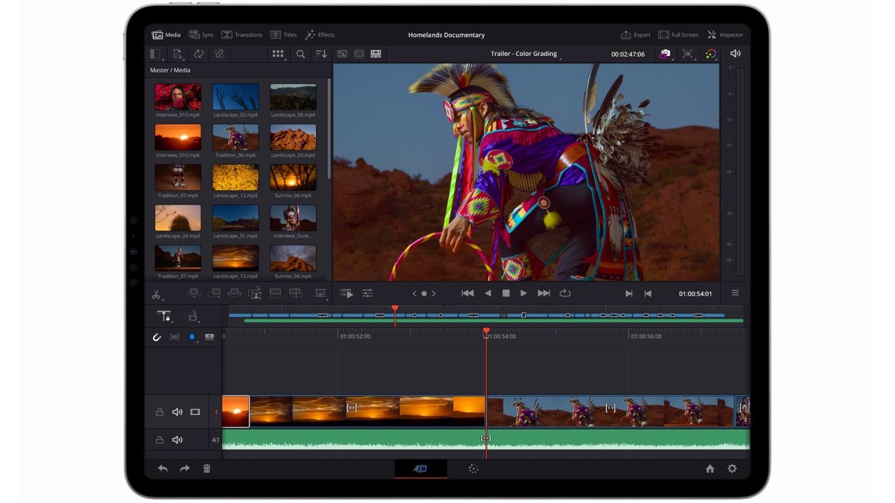 DaVinci Resolve pour iPad.  Source : Pomme