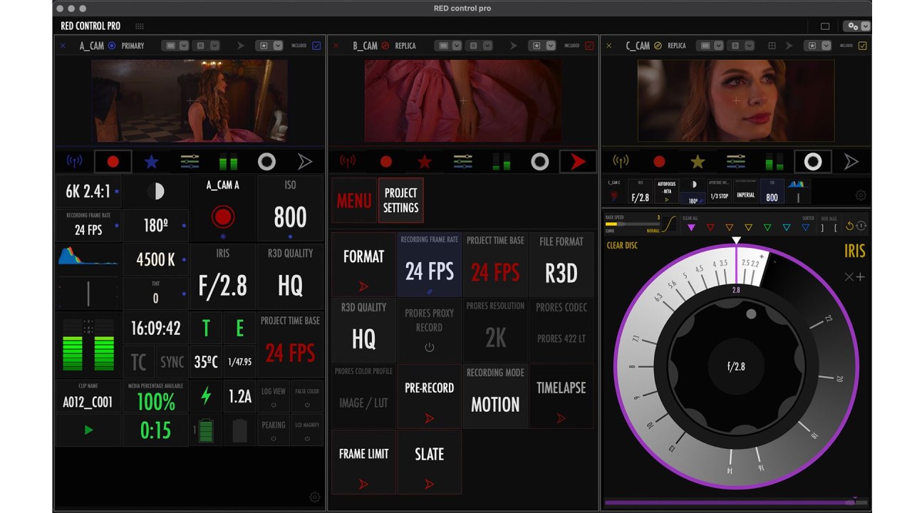 RED Control Pro 1.4.5.  Image : Cinéma numérique RED